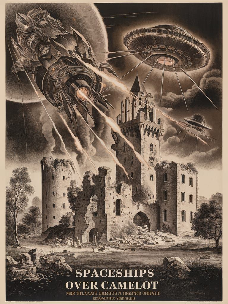 Spaceships Over Camelot Vintage Movie Poster