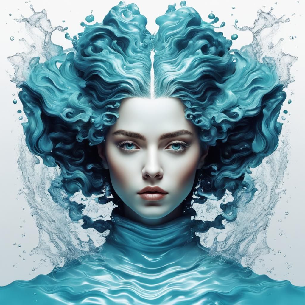 Baroque Water Hairstyle in Trapunto Illusion Art