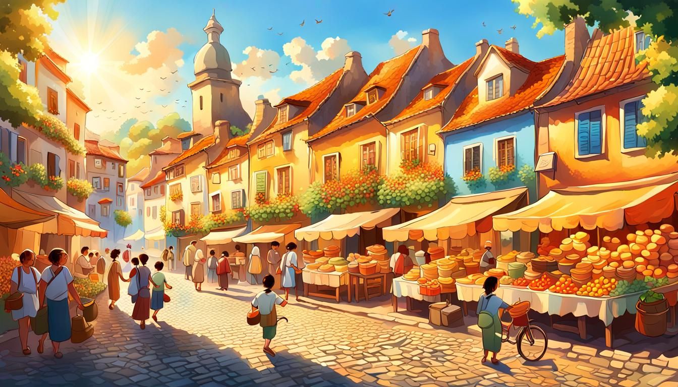 Vibrant Summer Village Life in Animated 3D Style