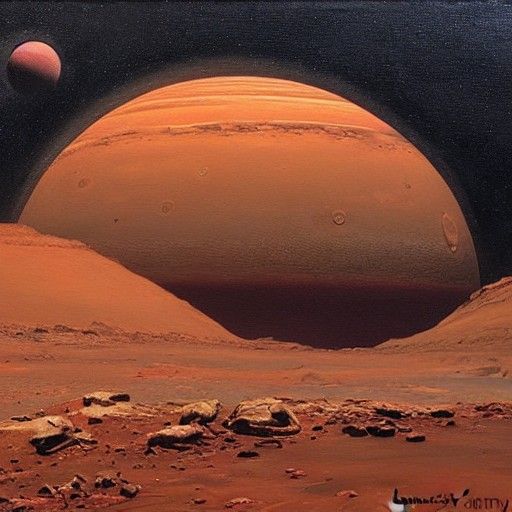 Developed Mars with People, Oil Painting Style