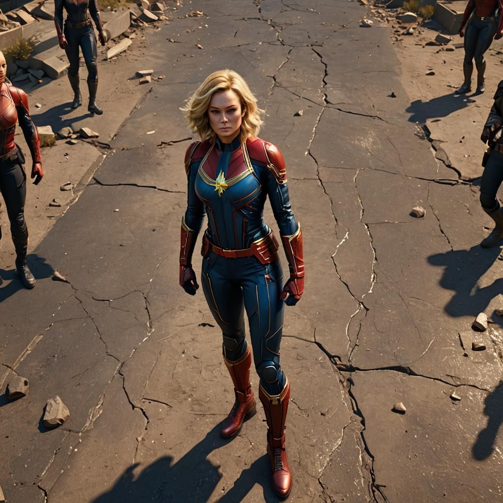 Captain Marvel Full Body Detailed Matte Painting