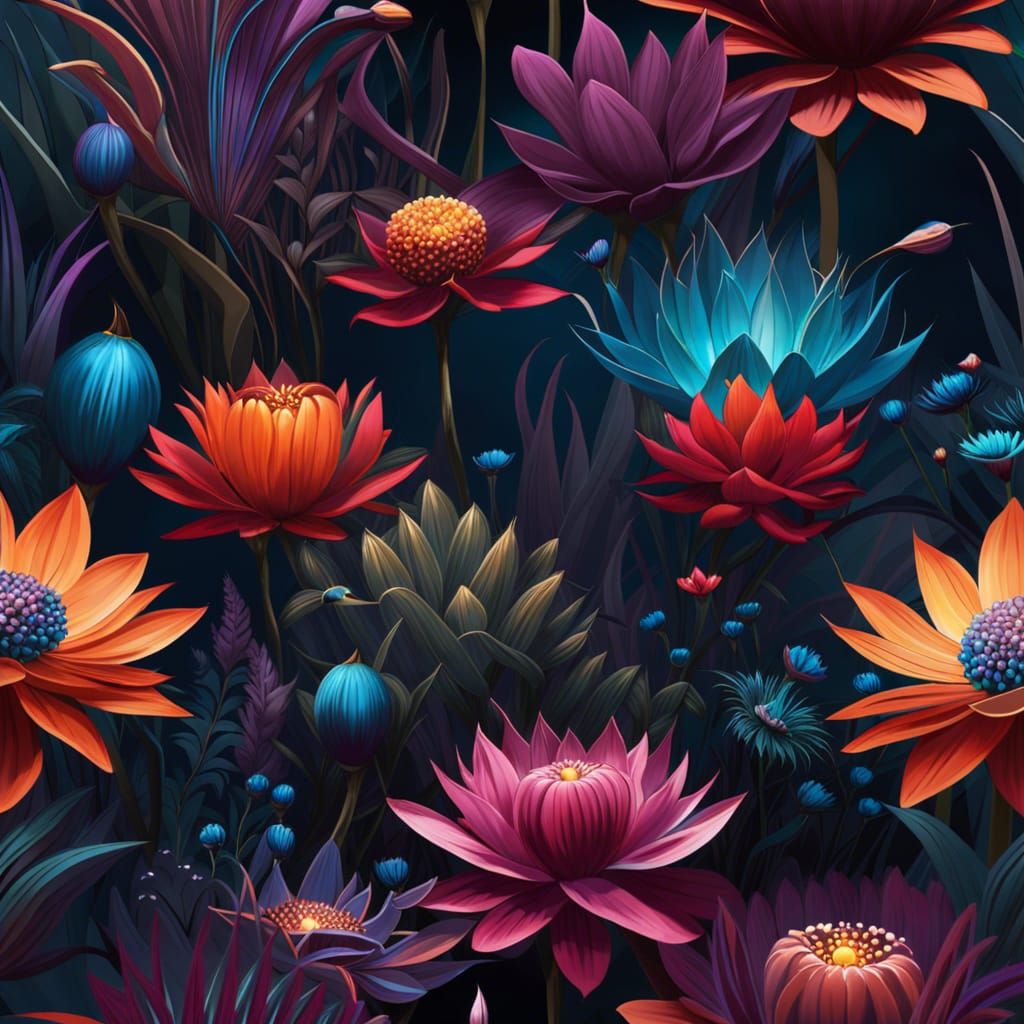 Celestial Crystal Flower Garden with Rainbow Magic