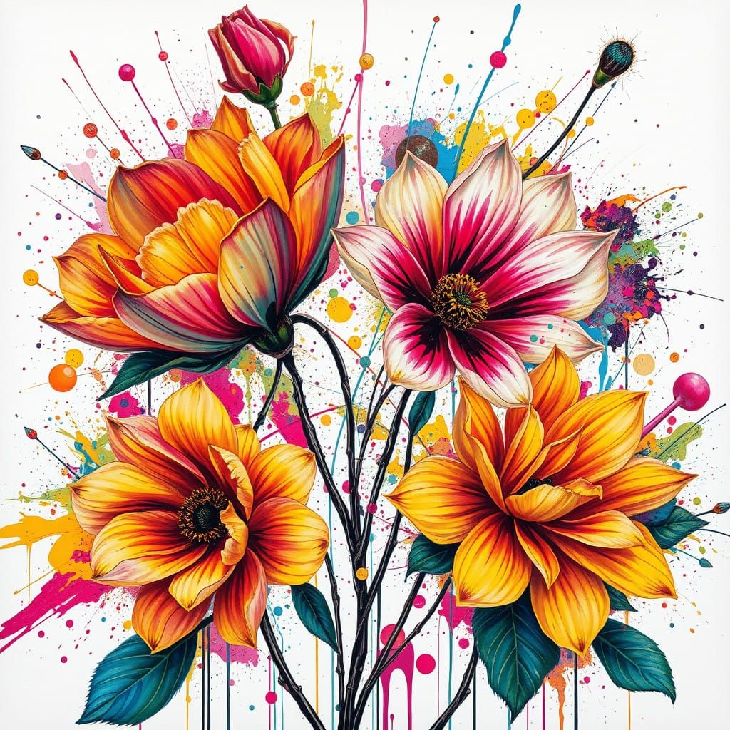 Surreal Floral Explosion in Urban Style