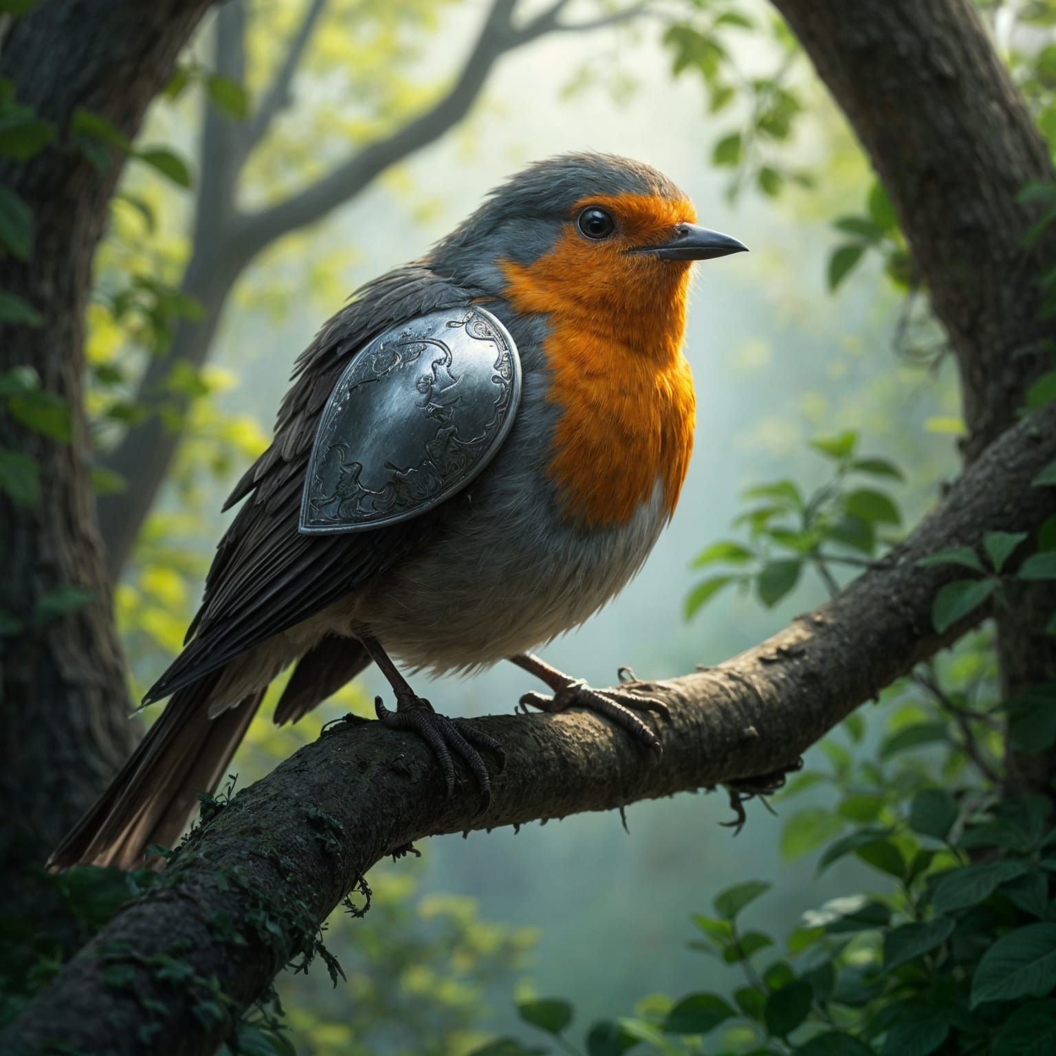 Robin Bird Paladin Knight in Silver Armor