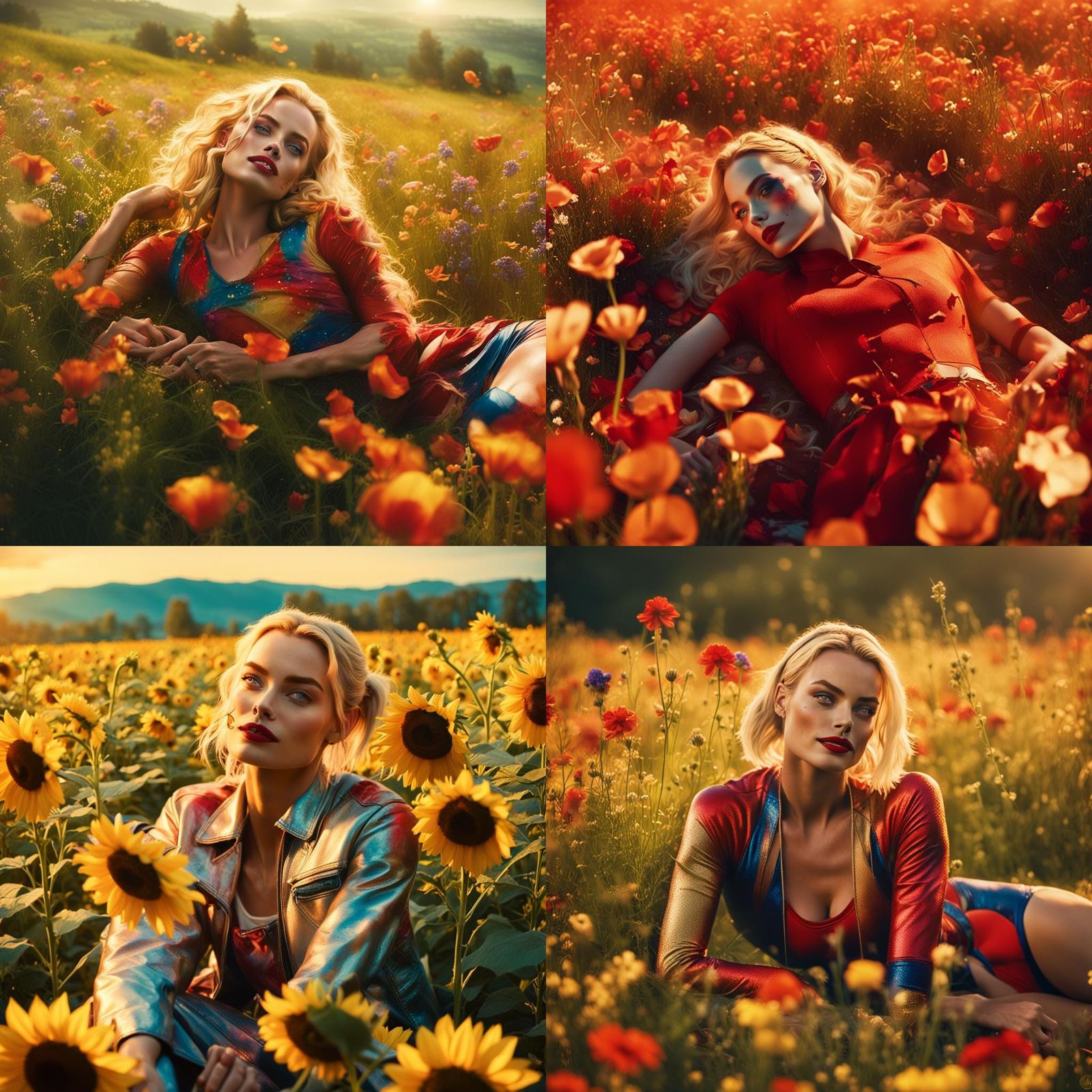 Bikini Harley Quinn in Field of Flowers