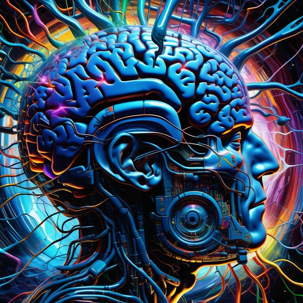 Picking your brain, strikiA dramatic, surreal scene of a per...