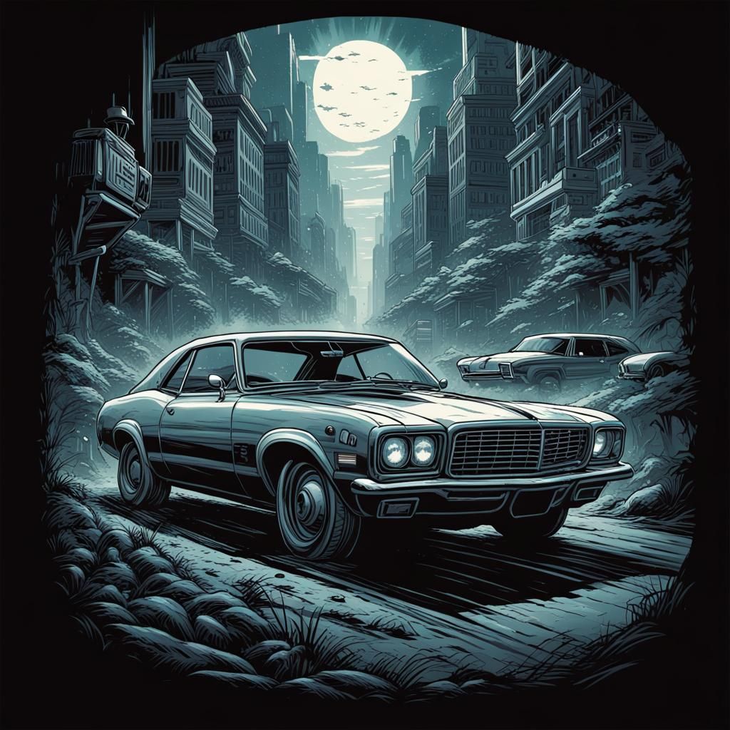 T-Shirt Design: Car Contest in Comic Book Style