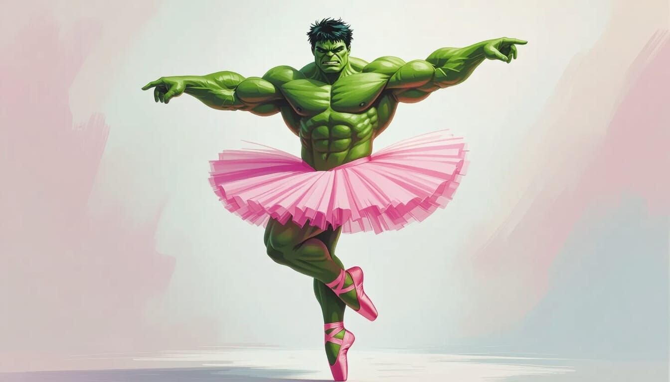 Hulk's Ballerina Dreams: Pirouette in Pink Tutu