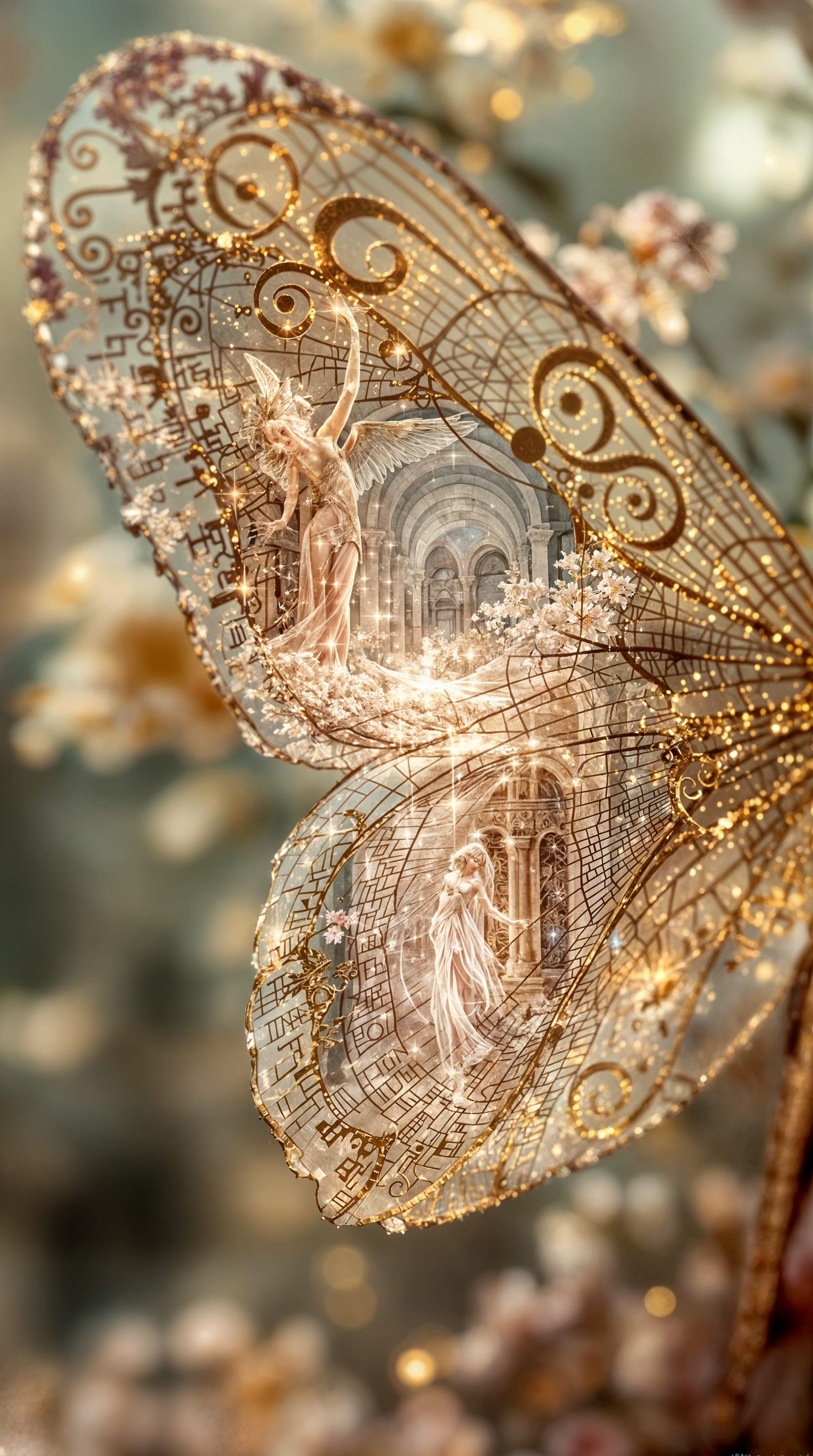 Surreal Close-Up of a Fairy's Dragonfly Wing Revealing an An...