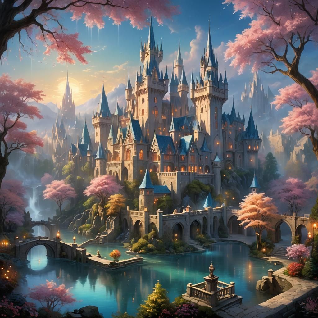 Enchanted Elf City in Ethereal Light