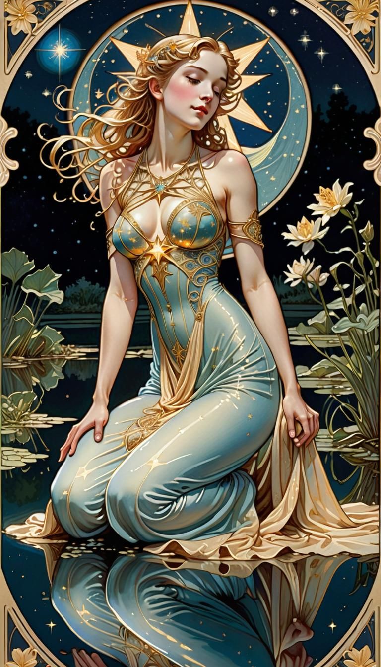 Tarot Card: The Star (Mucha Inspired)