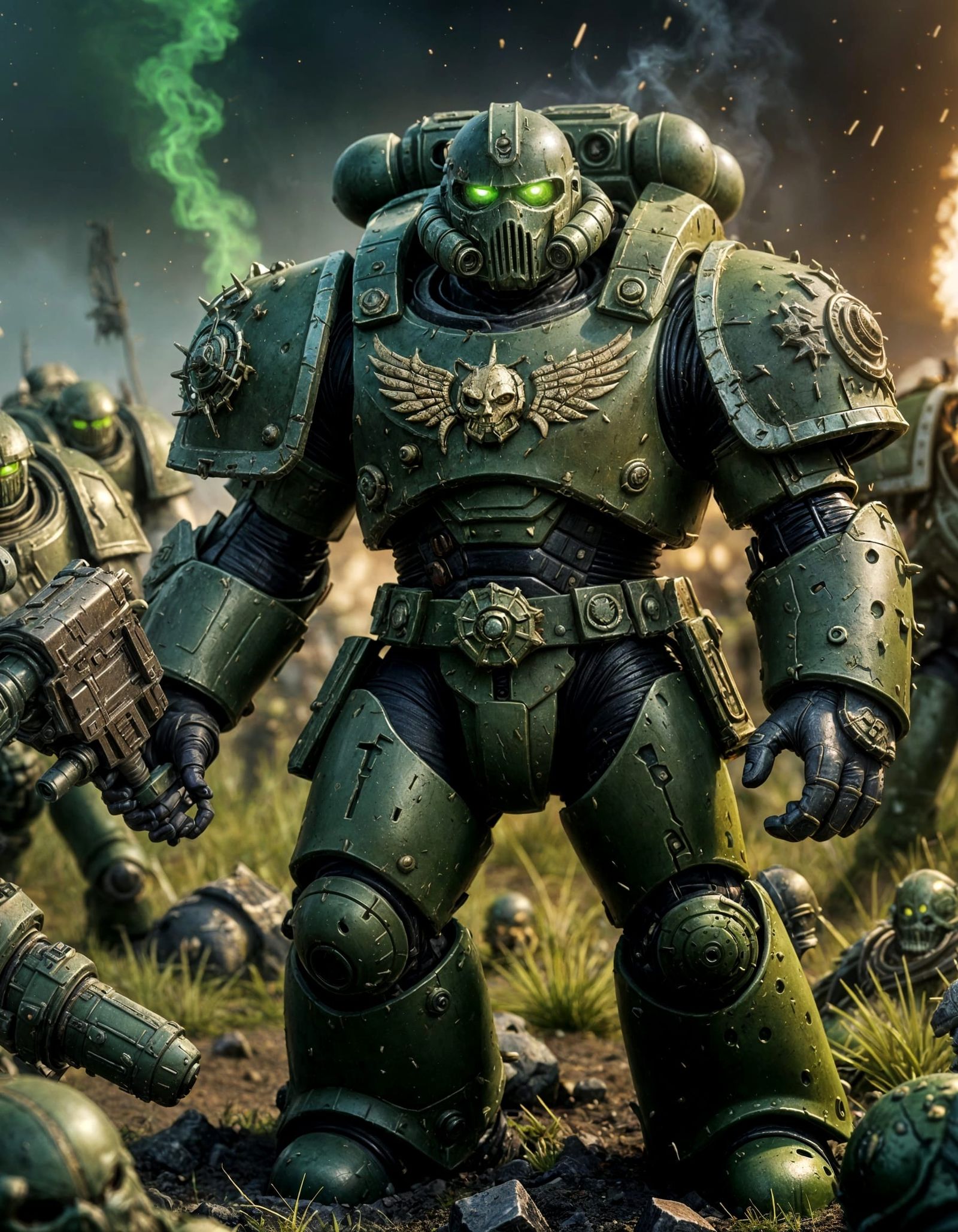 Triumphant Nurgle Space Marine in Ominous Green Armor