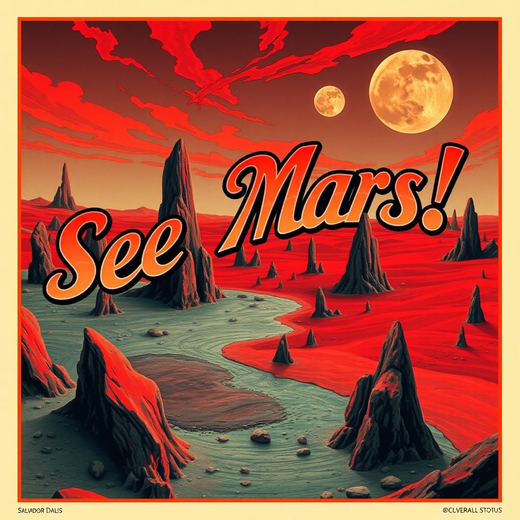 Surreal Martian Landscape in Salvador Dali Style