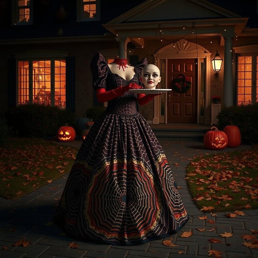 Creepy Beheaded Woman Greets Trick-or-Treaters