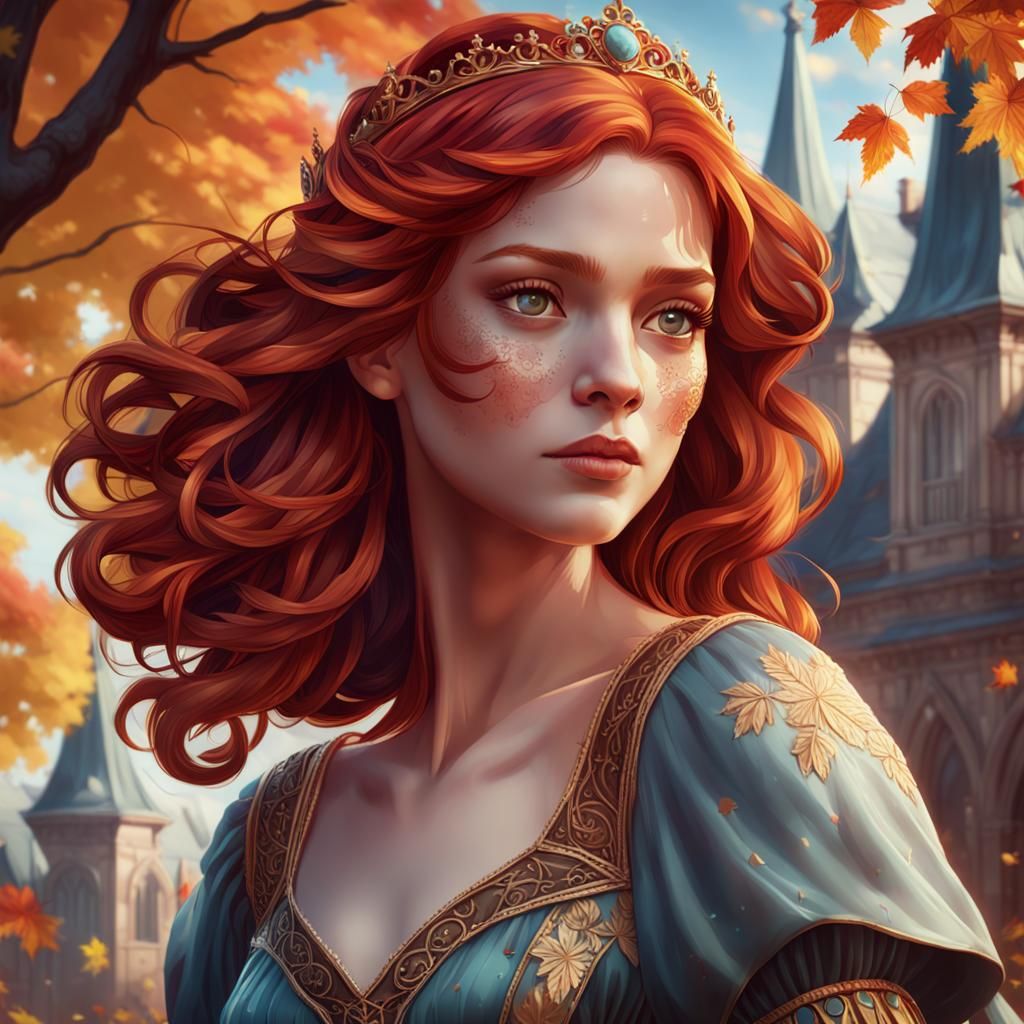 Autumn Princess Portrait in Hyperdetailed Style