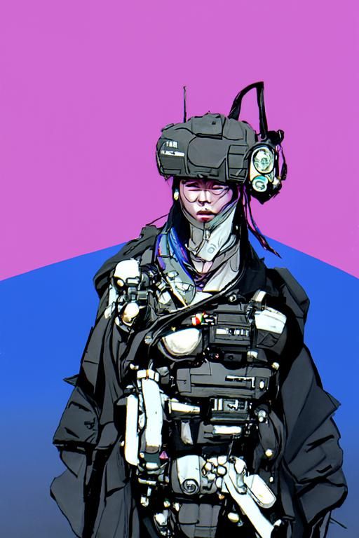 Cyberpunk Mercenary in Moebius Style