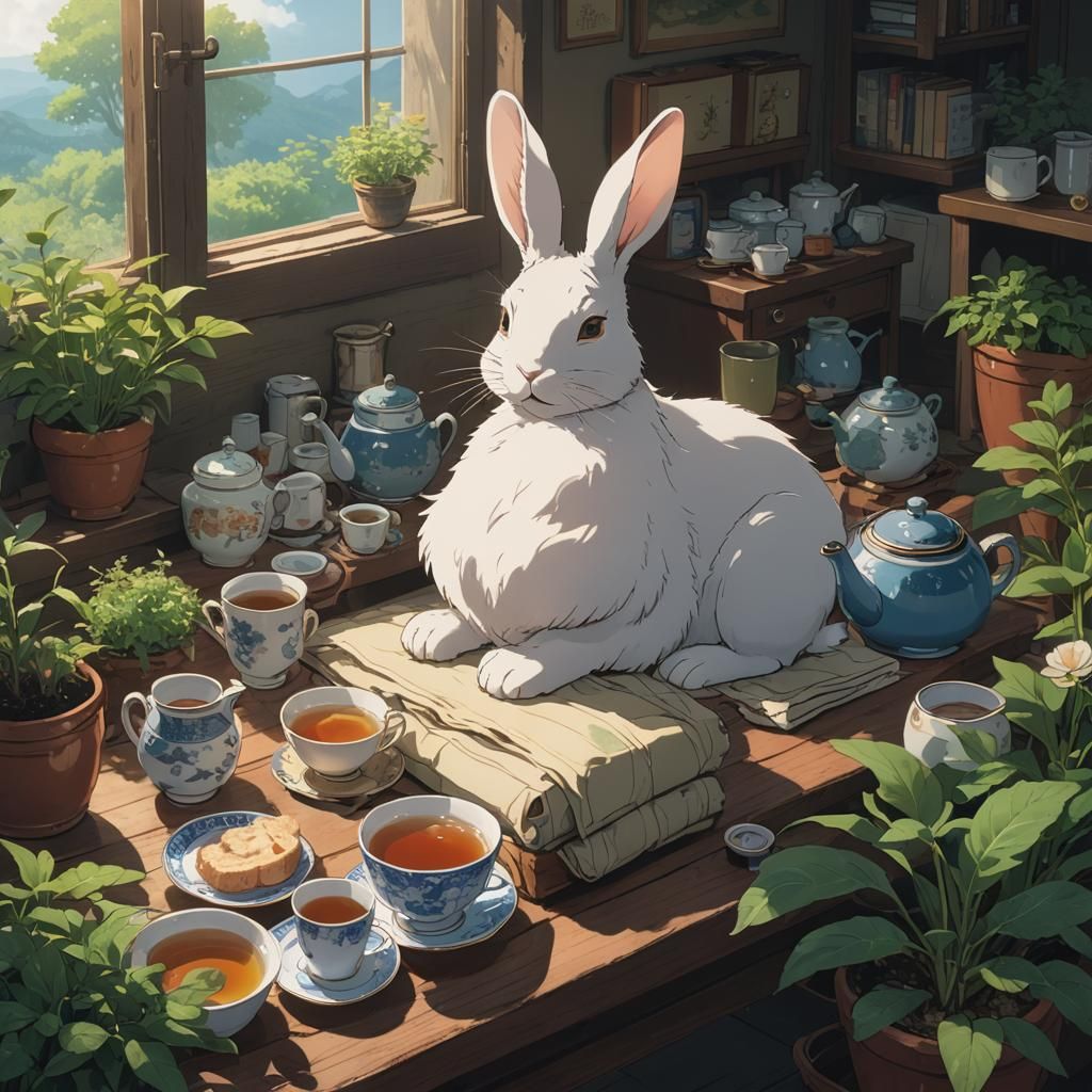 Rabbit Dreams by Teacup: A Ghibli-esque Scene