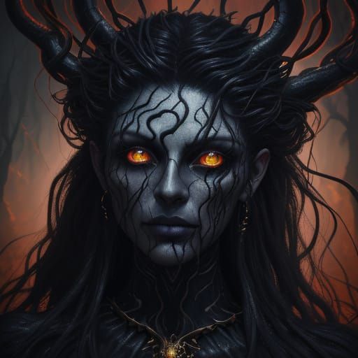 Surreal Oil Painting of Kivarez Azazel with Eerie Tendrils