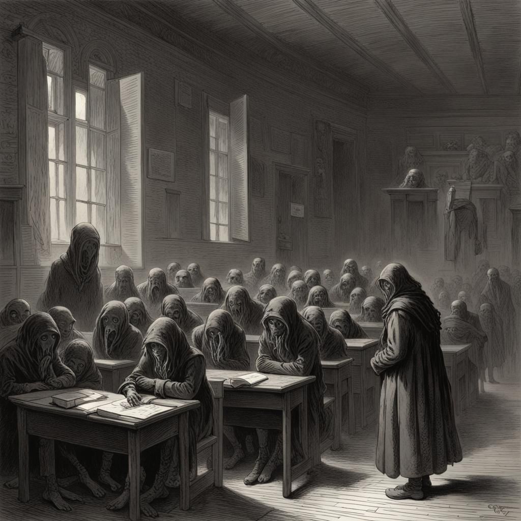 Horror School in Style of Gustave Doré