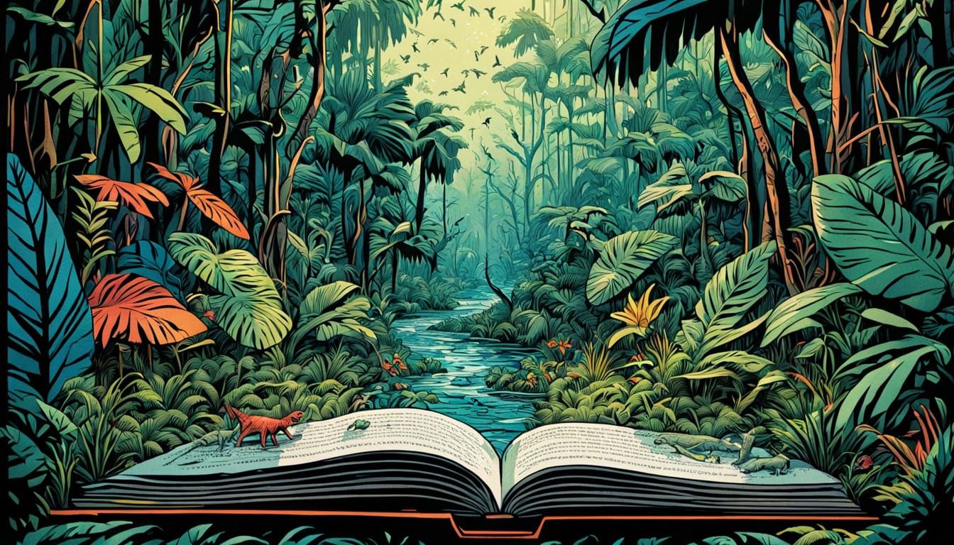 Miniature Jungle World in Comic Book Style