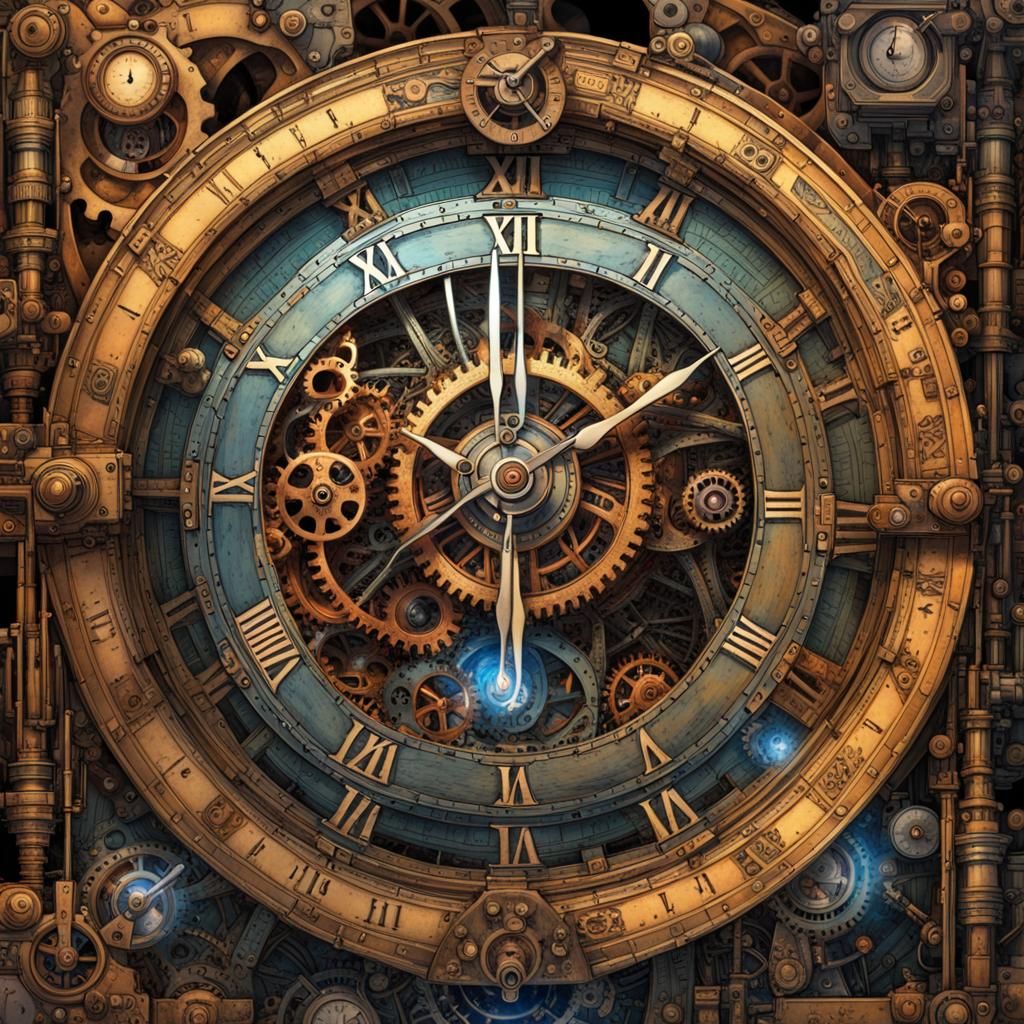 Elaborate antique mechanical clock