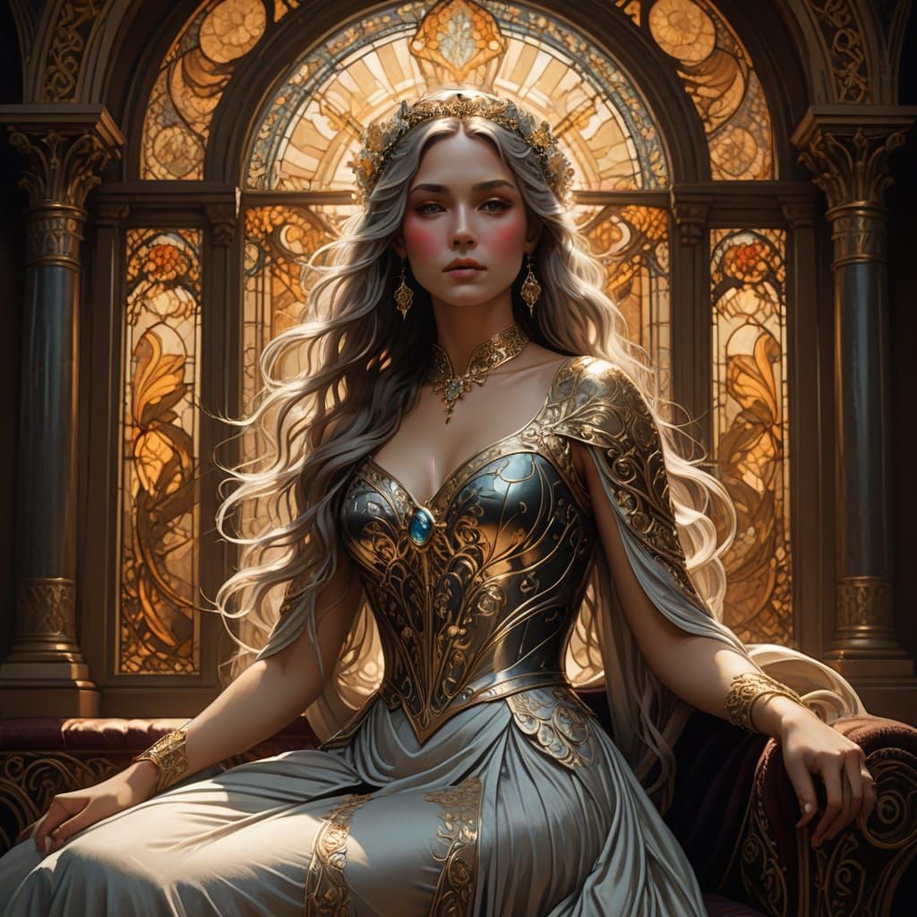 Regal Lady in Opulent Palace Setting
