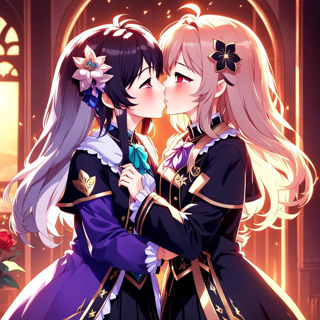 Anime Yuri Kiss: Cute Lesbians in Studio Trigger Style