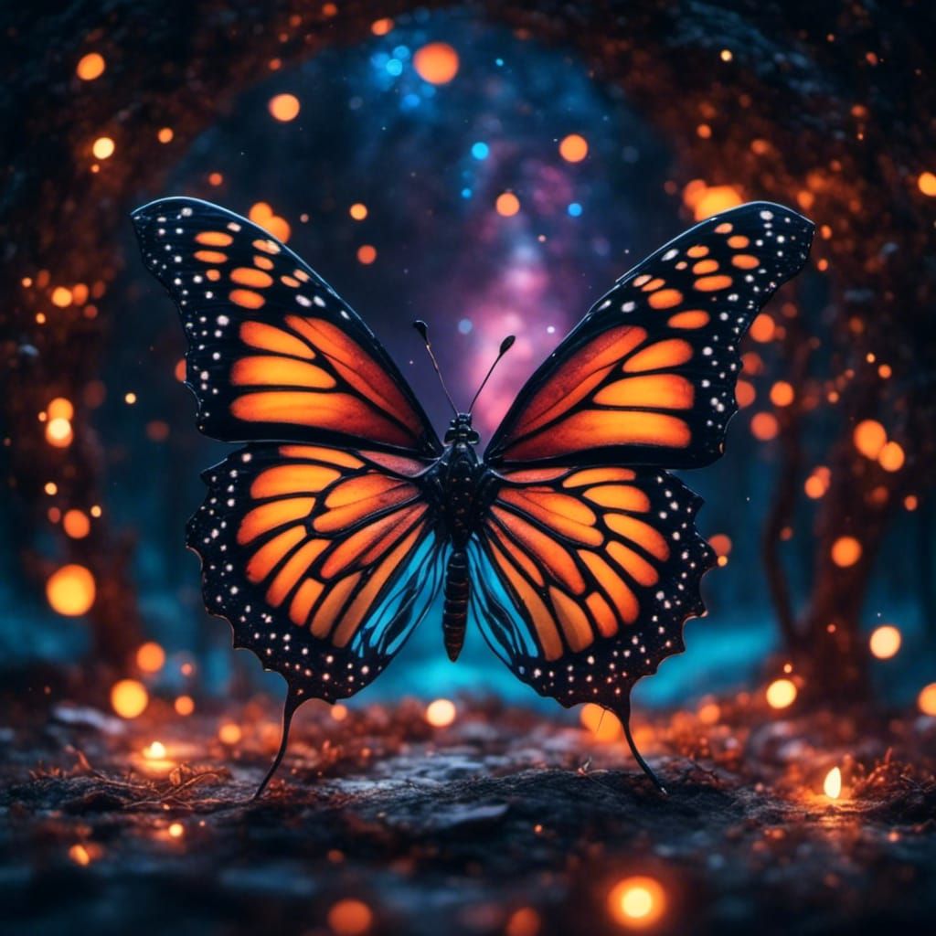 Monarch Butterfly in Night Sparkle