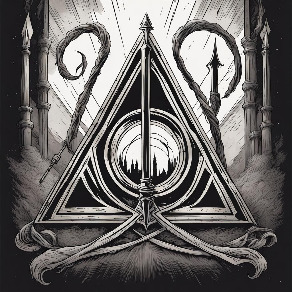 Deathly Hallows Dagger Symbol in Comic Art Style