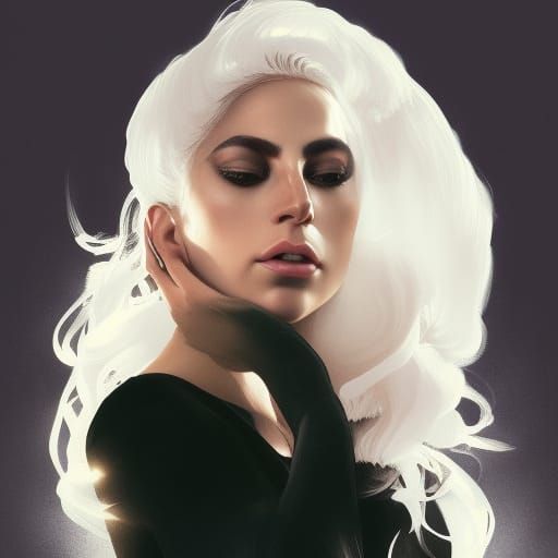 Lady Gaga Portrait in Hyperdetailed Art Nouveau Style