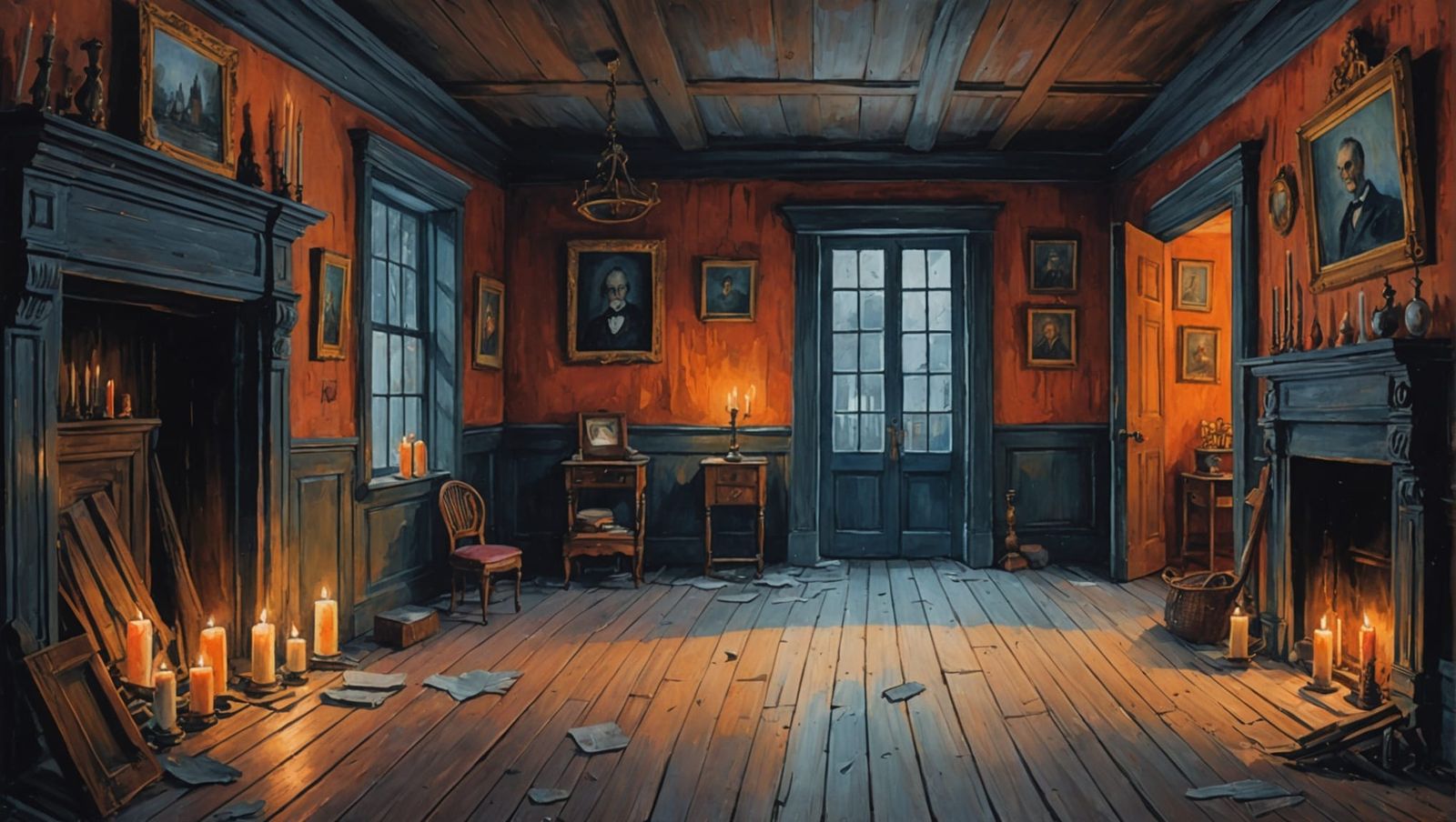 Haunted House Interior in Gouache and Watercolor