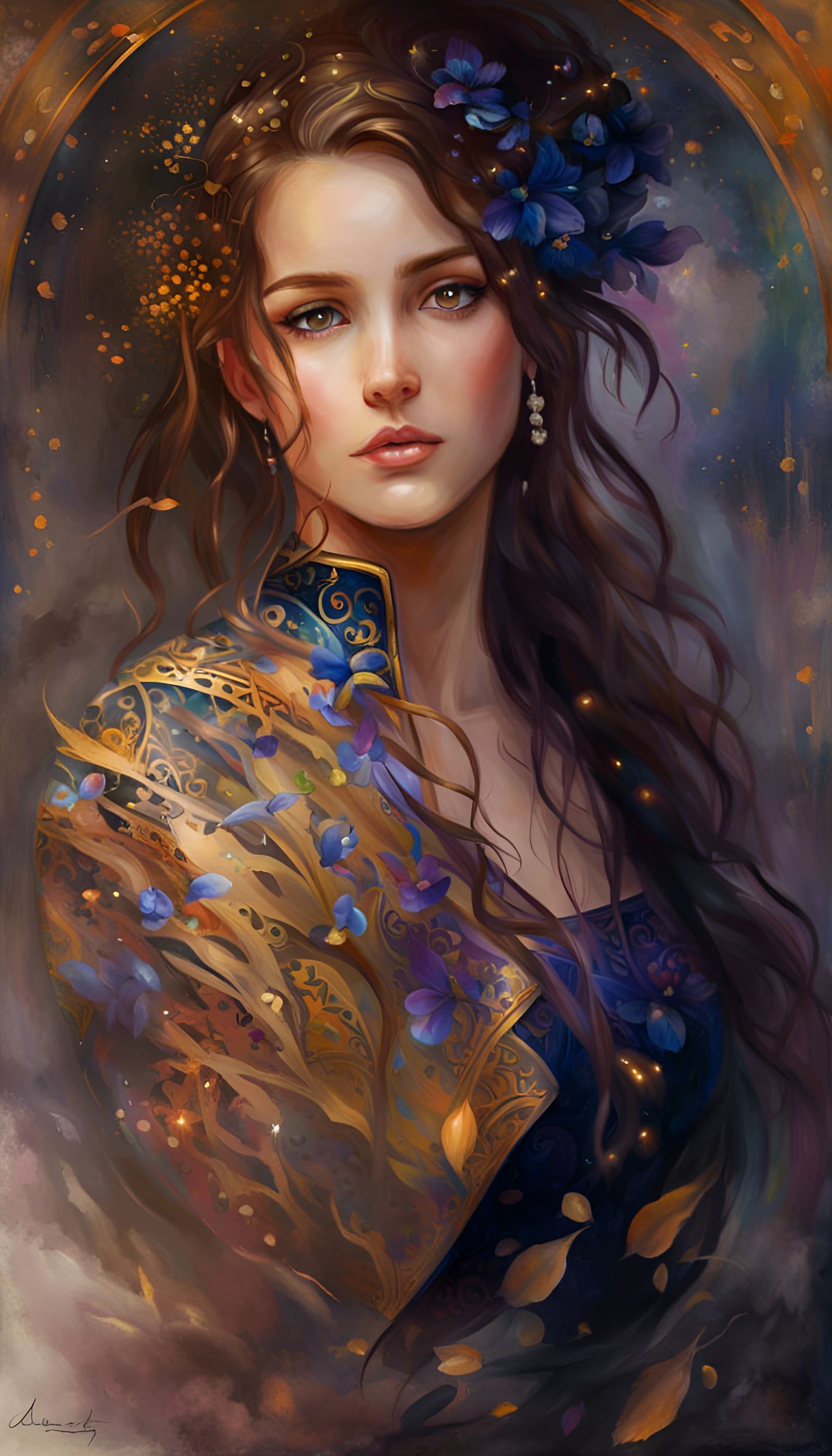 Friends Enjoying Coffee: Nouveau Mucha Portrait