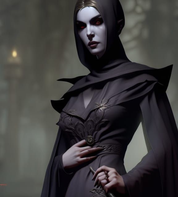 Elegant Vampire Priestess in Detailed Photorealism