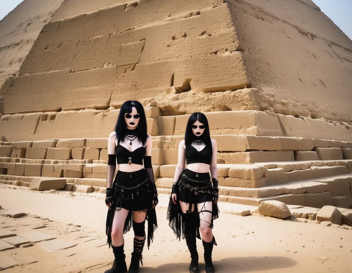 Goth Girls at the Great Pyramid in Egypt