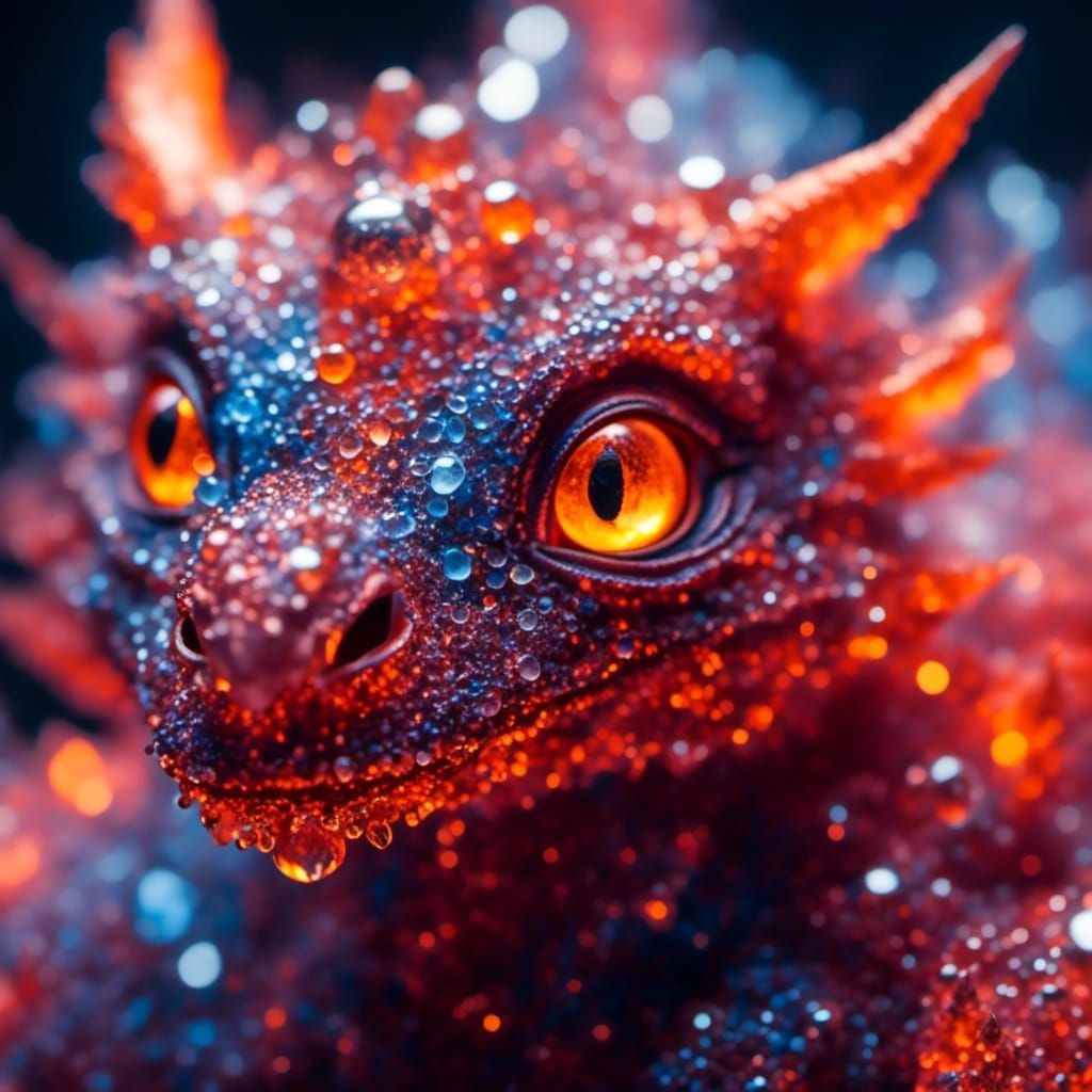Frosted Crystal Fire Dragon Hatchling Microportrait