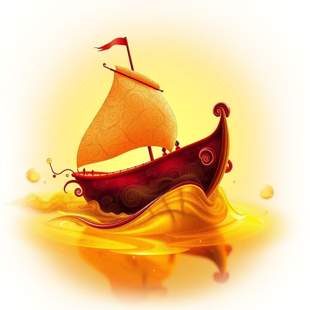 Red Wine Boat on Limoncello Sea