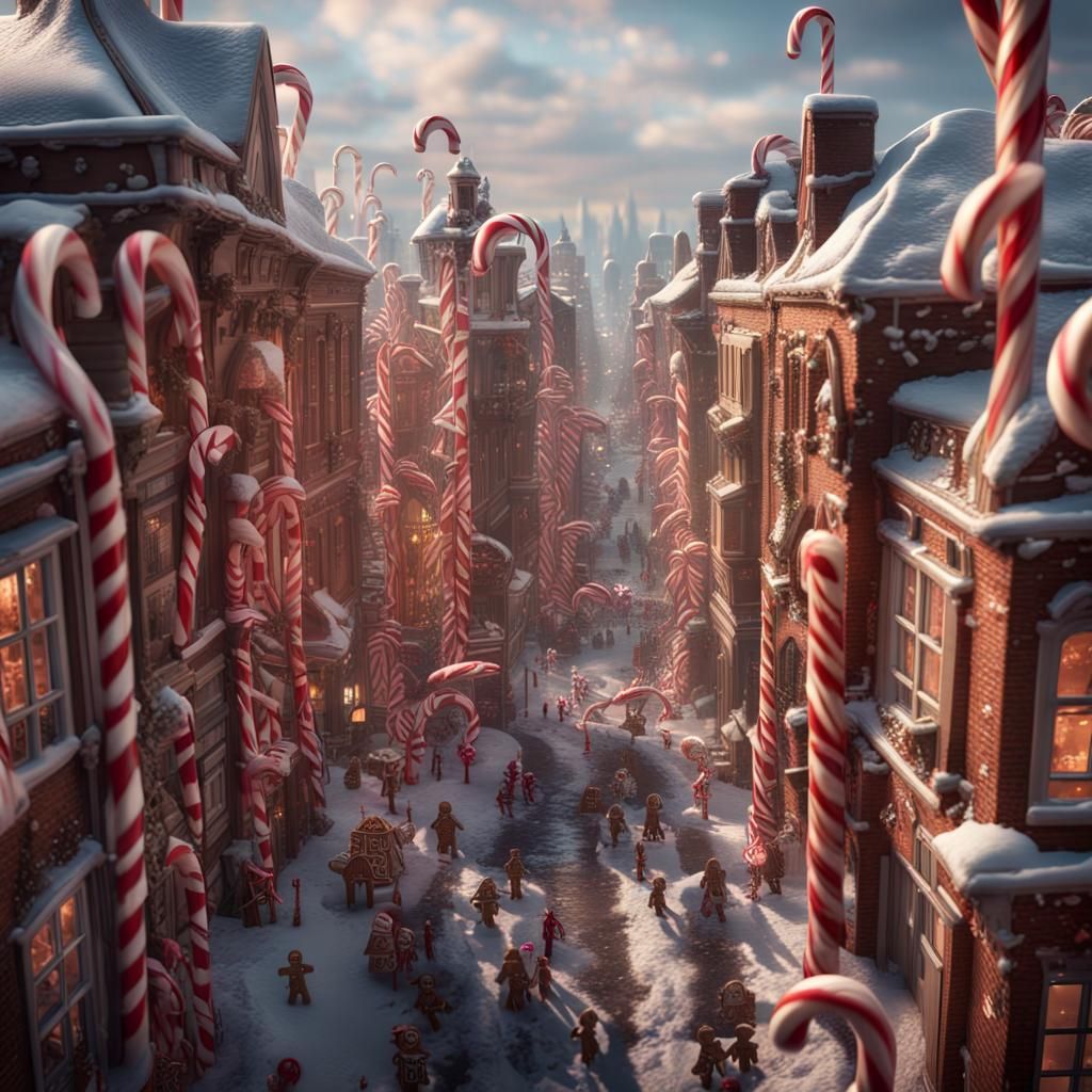 Candy Cane City with Gingerbread People