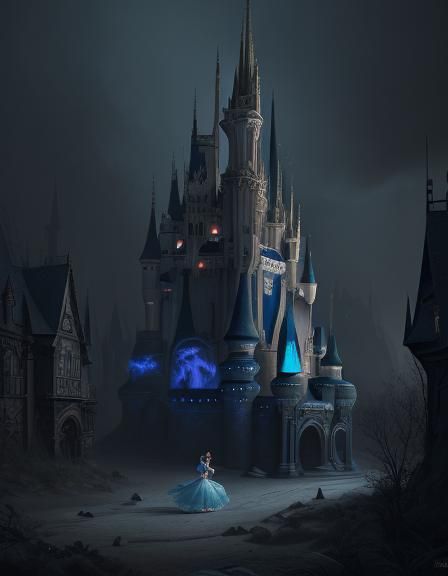 Cinderella with Glass Slipper in Dark Fantasy Style