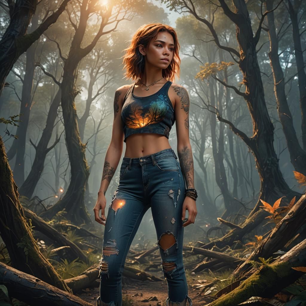 Mystical Forest: Teenage Girl in Art Nouveau Style