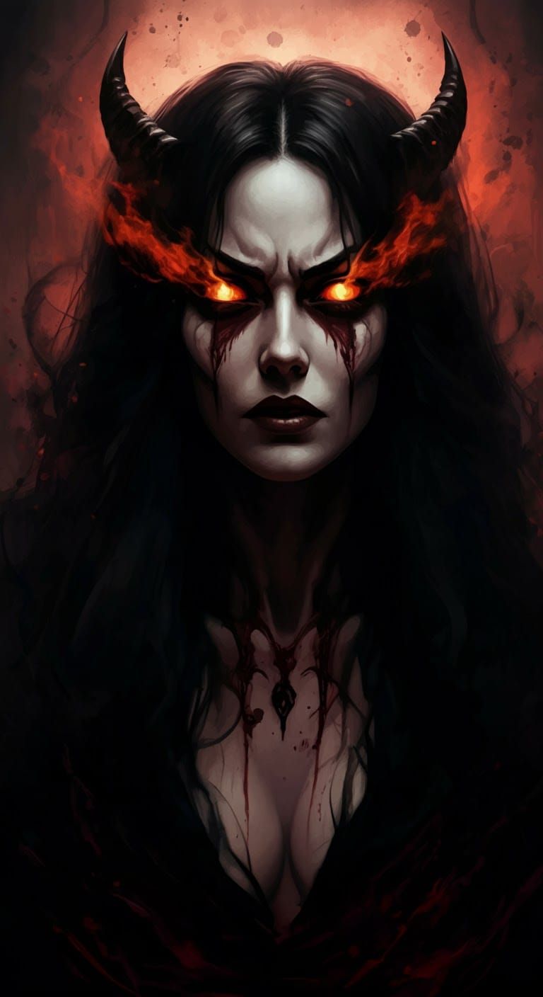 Lilith's Fiery Gaze: A Dark Speedpaint Horror