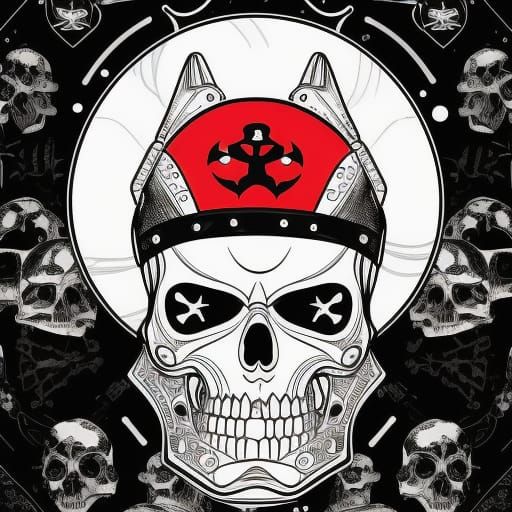 Cyborg Space Pirate Captain Line Art in Burton Style