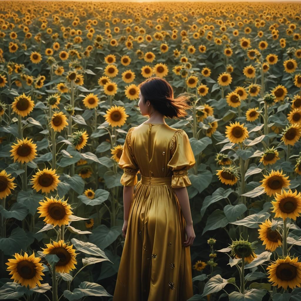 Sunflower Field at Sunset: Fantasy Concept Art