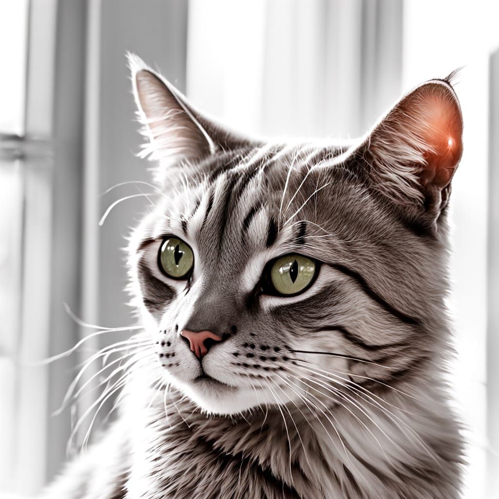 Surreal Ink Portrait of a Feline Form