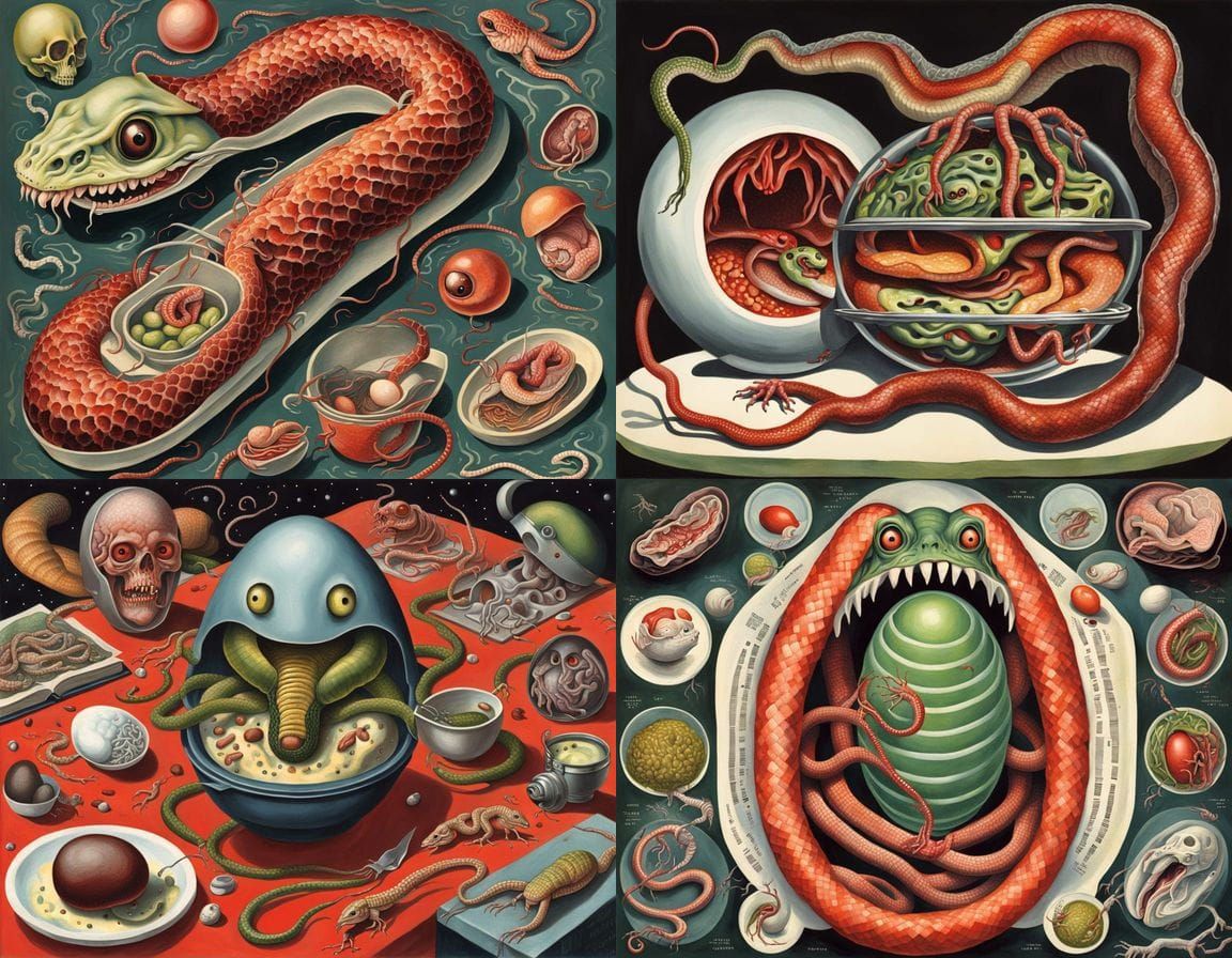 Grotesque Alien Abomination in Vibrant, Whimsical Style