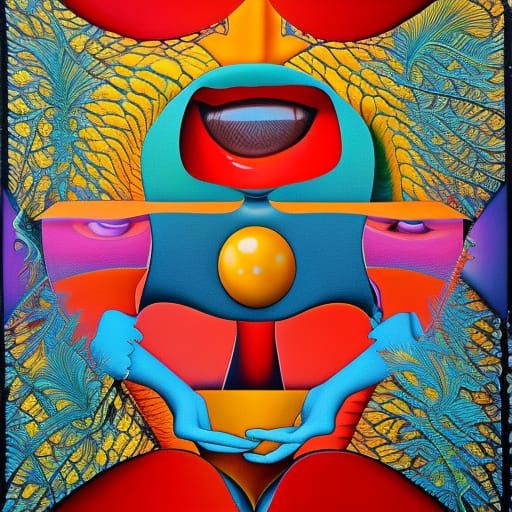 Abstract Kitchen Cupboard with Boxes, Expressionist Style