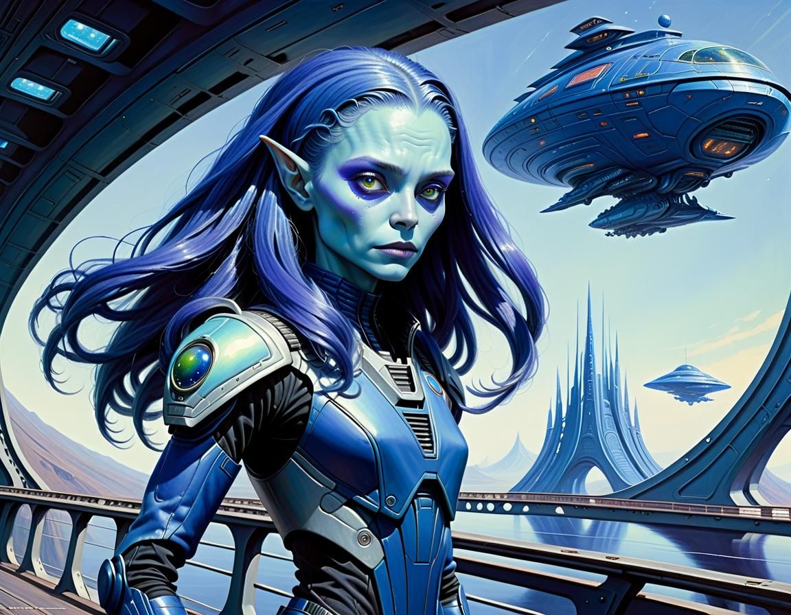 Blue Alien Officer on Starship, Whelan Style
