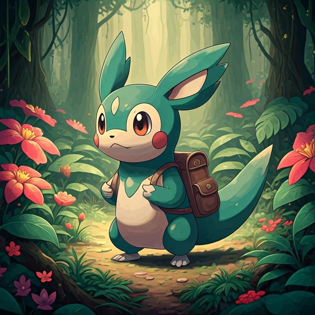 Pokémon Adventurer in Whimsical Forest