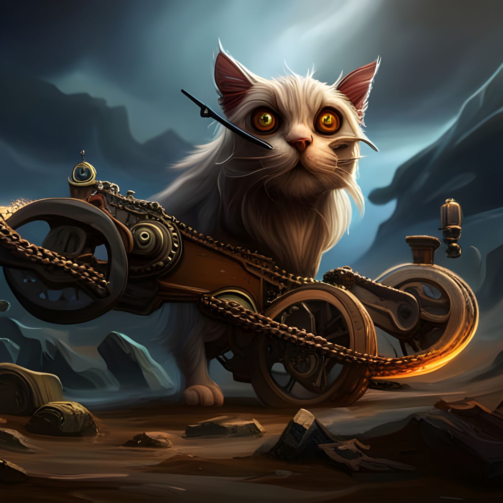 Fantastical War Car Cat Concept Art