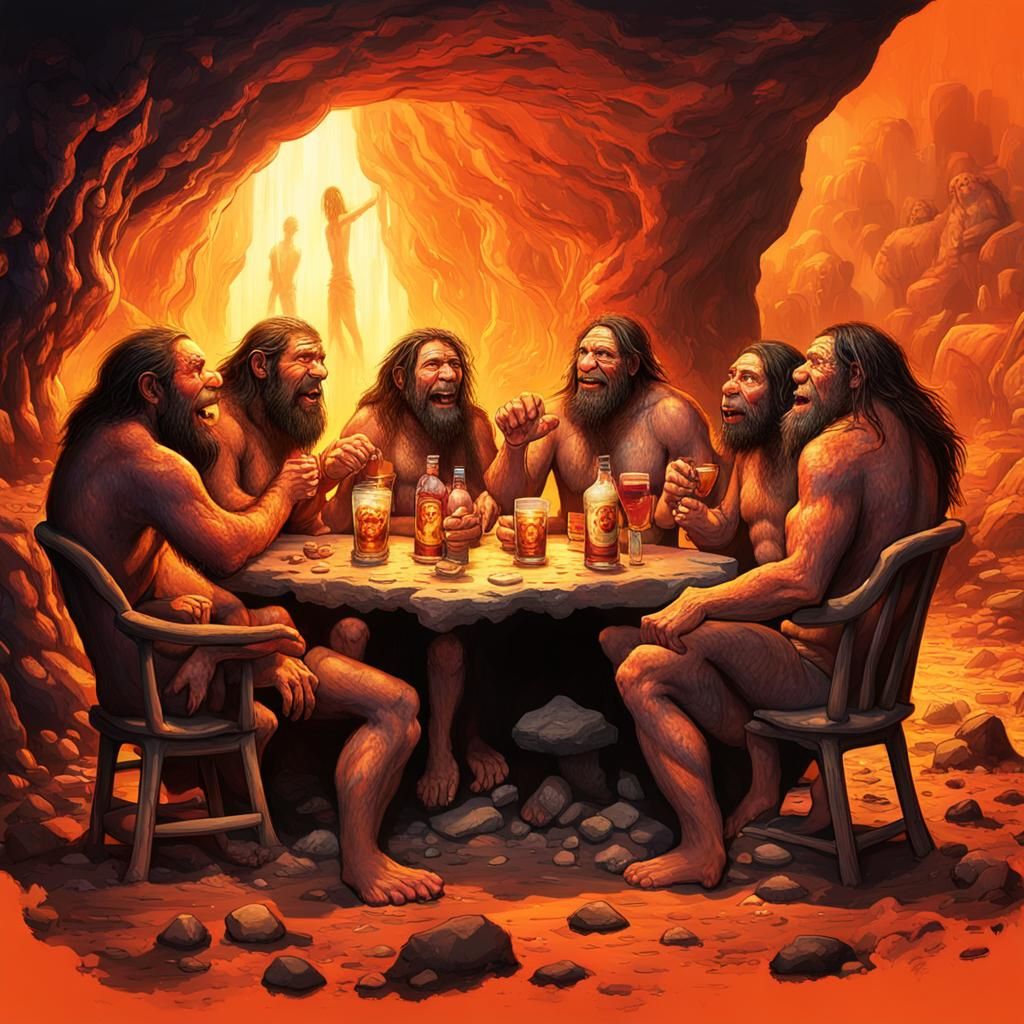 Neanderthals Watch TV in Lava-Lit Cave