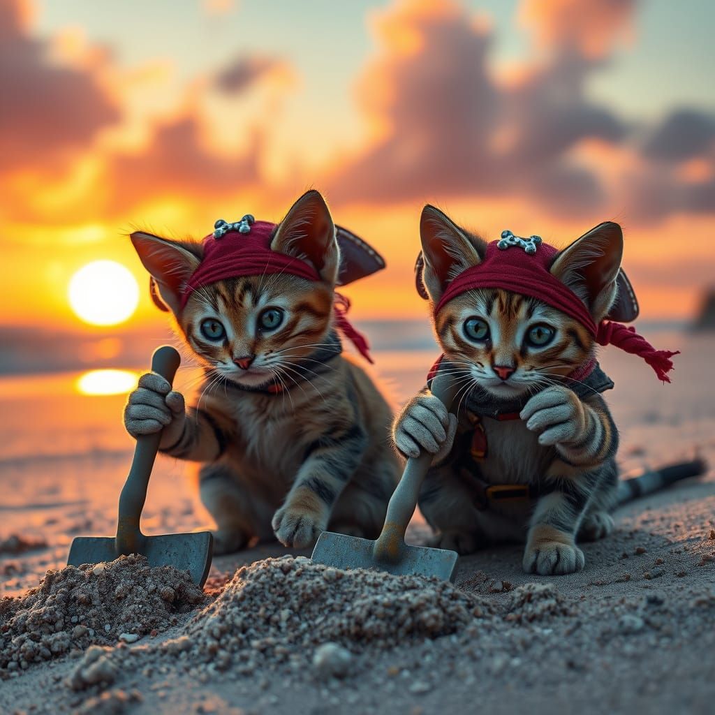Pirate Cats Treasure Hunt at Sunset